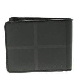 Burberry Dark Grey Smoked Check PVC Bifold Wallet