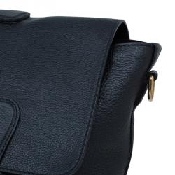 Burberry Black Leather Messenger Bag