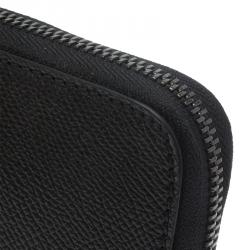 Burberry Black Pebbled Leather Zip Around Wallet