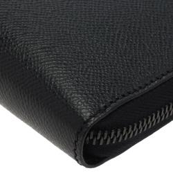 Burberry Black Pebbled Leather Zip Around Wallet