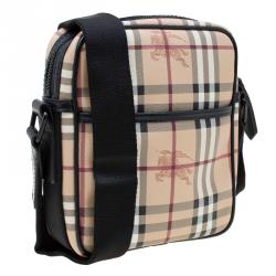 Burberry Beige/Black Classic Check Coated Canvas Equestrian Crossbody Bag