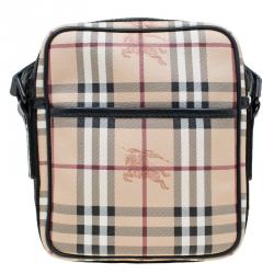 Burberry Beige/Black Classic Check Coated Canvas Equestrian Crossbody Bag