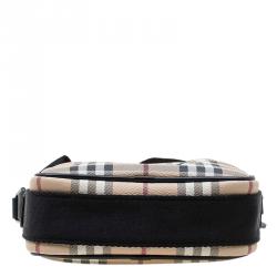 Burberry Beige/Black Classic Check Coated Canvas Equestrian Crossbody Bag