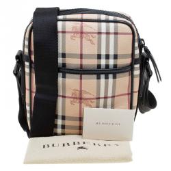 Burberry Beige/Black Classic Check Coated Canvas Equestrian Crossbody Bag