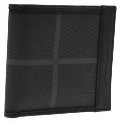 Burberry Black Smoked Check PVC and Leather Bi Fold Wallet