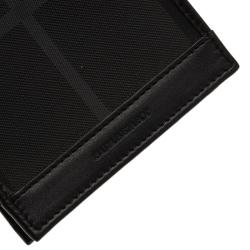 Burberry Black Smoked Check PVC and Leather Bi Fold Wallet