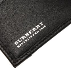 Burberry Black Smoked Check PVC and Leather Bi Fold Wallet