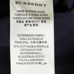 Pre Owned Burberry Brit Navy Blue Cotton Button Front Long Sleeve Shirt L