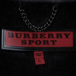 Pre Owned Burberry Sport Grey Fur Hood and Lining Detail Double Breasted Coat L