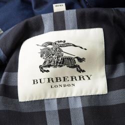 Pre Owned Burberry London Two Tone Leather Trim Detail Double Breasted Belted Trench Coat L