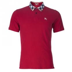 Pre Owned Burberry Men's Red Cotton Polo Shirt S