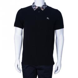 Pre Owned Burberry Men's Black Cotton Polo Shirt M