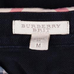 Pre Owned Burberry Men's Black Cotton Polo Shirt M