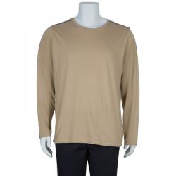 Pre Owned Burberry Men's Beige Novacheck Detail T-Shirt XL