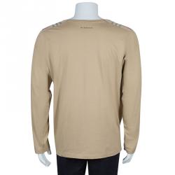 Pre Owned Burberry Men's Beige Novacheck Detail T-Shirt XL