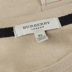 Pre Owned Burberry Men's Beige Novacheck Detail T-Shirt XL