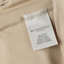 Pre Owned Burberry Men's Beige Novacheck Detail T-Shirt XL