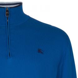 Pre Owned سويتر بربري بأكمام طويلة تريكو أزرق L