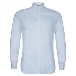 Pre Owned قميص بربري أبيض مفصل رجالي M