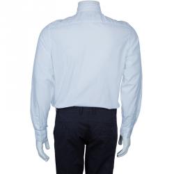 Pre Owned قميص بربري أبيض مفصل رجالي M