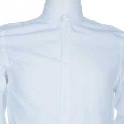 Pre Owned قميص بربري أبيض مفصل رجالي M