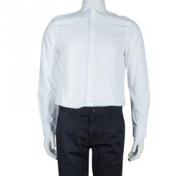 Pre Owned قميص بربري أبيض بأزرار أمامية وأكمام طويلة مفصل مقاس S