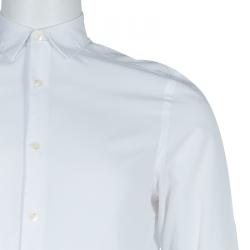 Pre Owned قميص بربري أبيض بأزرار أمامية وأكمام طويلة مفصل مقاس S