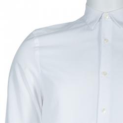 Pre Owned قميص بربري أبيض بأزرار أمامية وأكمام طويلة مفصل مقاس S