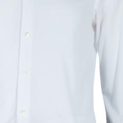 Pre Owned قميص بربري أبيض بأزرار أمامية وأكمام طويلة مفصل مقاس S