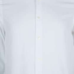 Pre Owned قميص بربري أبيض بأزرار أمامية وأكمام طويلة مفصل مقاس S