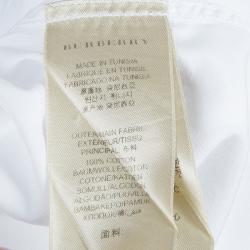 Pre Owned قميص بربري أبيض بأزرار أمامية وأكمام طويلة مفصل مقاس S