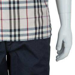 Pre Owned قميص بربري نوفا كم قصير أزرار أمامية بيج S