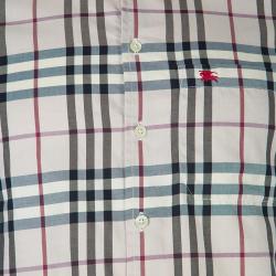 Pre Owned قميص بربري نوفا كم قصير أزرار أمامية بيج S