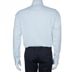 Pre Owned L قميص بربري قطن أبيض بأكمام طويلة وأزرار أمامية