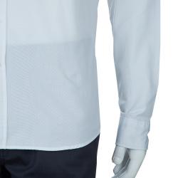 Pre Owned L قميص بربري قطن أبيض بأكمام طويلة وأزرار أمامية