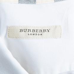 Pre Owned L قميص بربري قطن أبيض بأكمام طويلة وأزرار أمامية