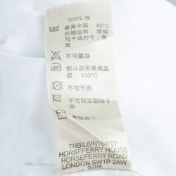 Pre Owned L قميص بربري قطن أبيض بأكمام طويلة وأزرار أمامية