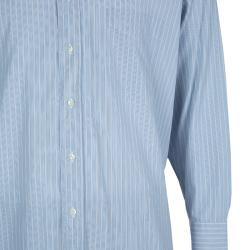 Pre Owned Burberry Blue Striped Cotton Shirt L