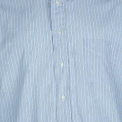 Pre Owned Burberry Blue Striped Cotton Shirt L