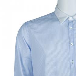 Burberry Blue Striped Long Sleeve Buttondown Cotton Shirt XL