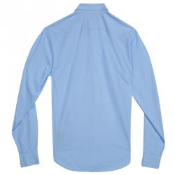 مملوكة مسبقًا قميص بربري قطن أزرق بأكمام طويلة وأزرار أمامية XS