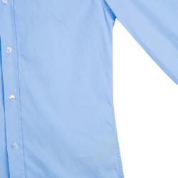 مملوكة مسبقًا قميص بربري قطن أزرق بأكمام طويلة وأزرار أمامية XS