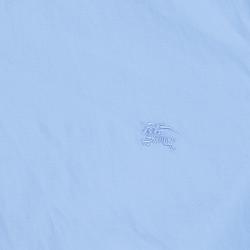 مملوكة مسبقًا قميص بربري قطن أزرق بأكمام طويلة وأزرار أمامية XS