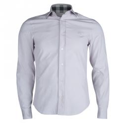 Pre Owned قميص بربري قطن أرجواني بأكمام طويلة وأزرار أمامية S