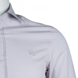 Pre Owned قميص بربري قطن أرجواني بأكمام طويلة وأزرار أمامية S