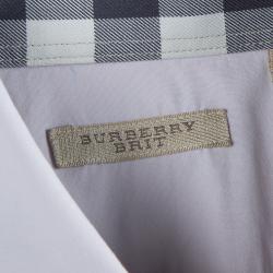 Pre Owned قميص بربري قطن أرجواني بأكمام طويلة وأزرار أمامية S