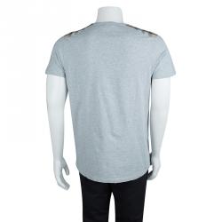 Pre Owned Burberry Grey Novacheck Shoulder Patch Detail  T-Shirt XL