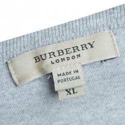 Pre Owned Burberry Grey Novacheck Shoulder Patch Detail  T-Shirt XL