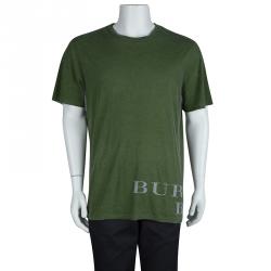 Pre Owned Burberry Brit Olive Green Jersey Crew Neck T-Shirt XL
