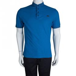 مملوكة مسبقًا Burberry London Blue Knit Polo T-Shirt L
